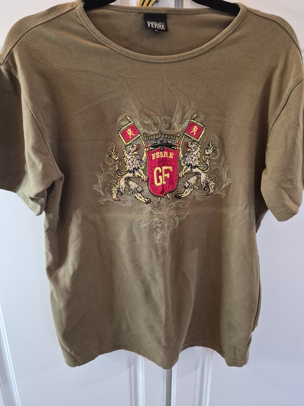 Gianfranco Ferré Kids Olive Crest Graphic Tee Large